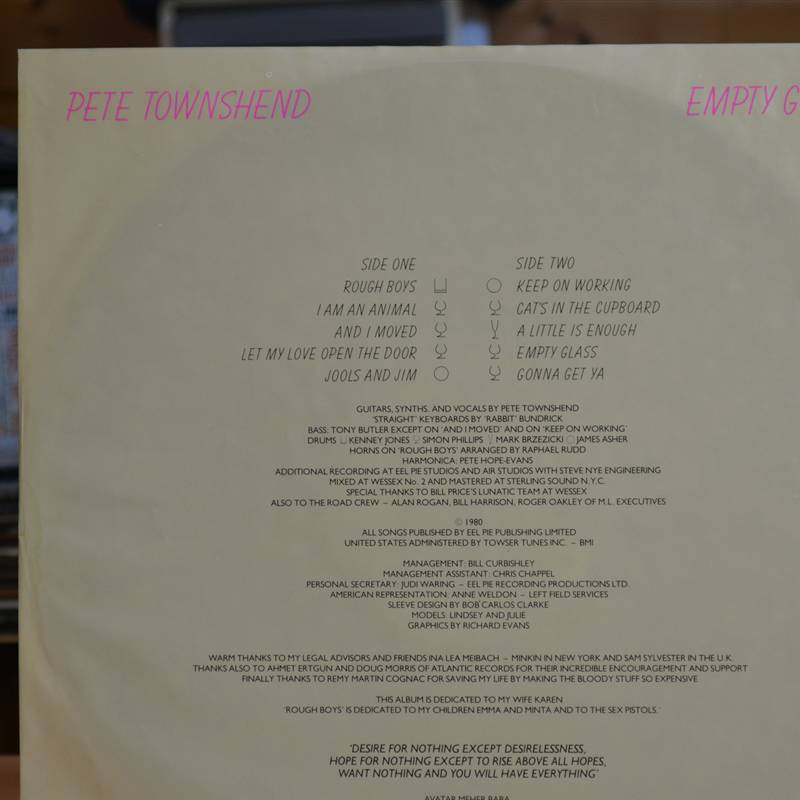 Disque vinyl 33T Pete Townshend - Empty glass