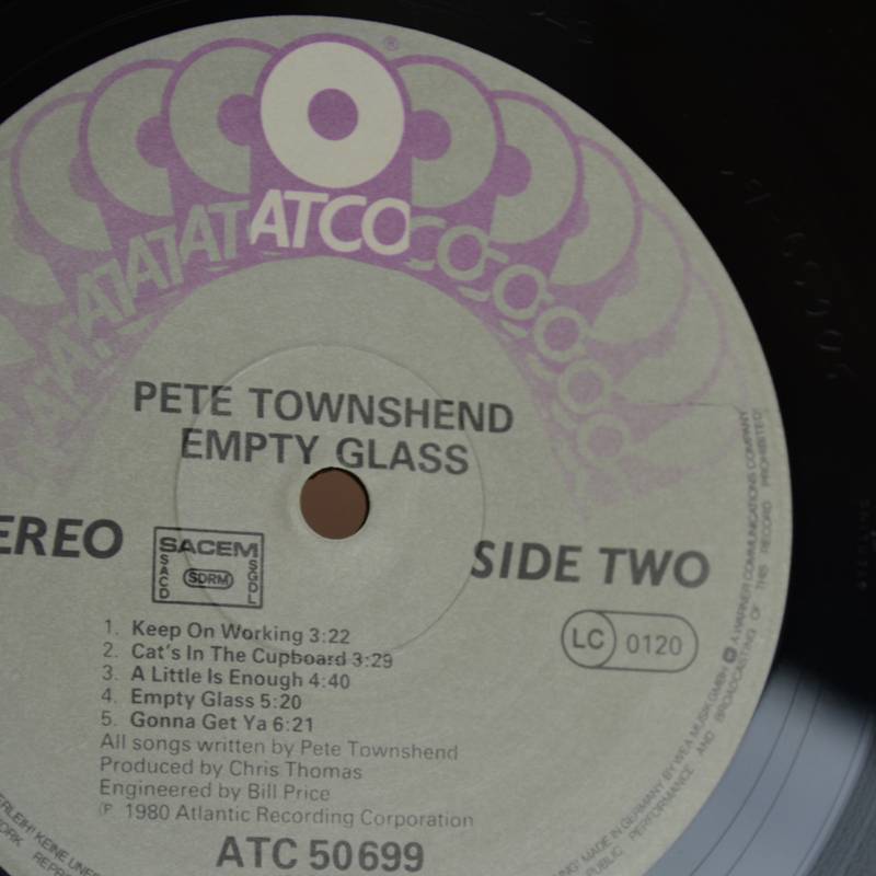 Disque vinyl 33T Pete Townshend - Empty glass